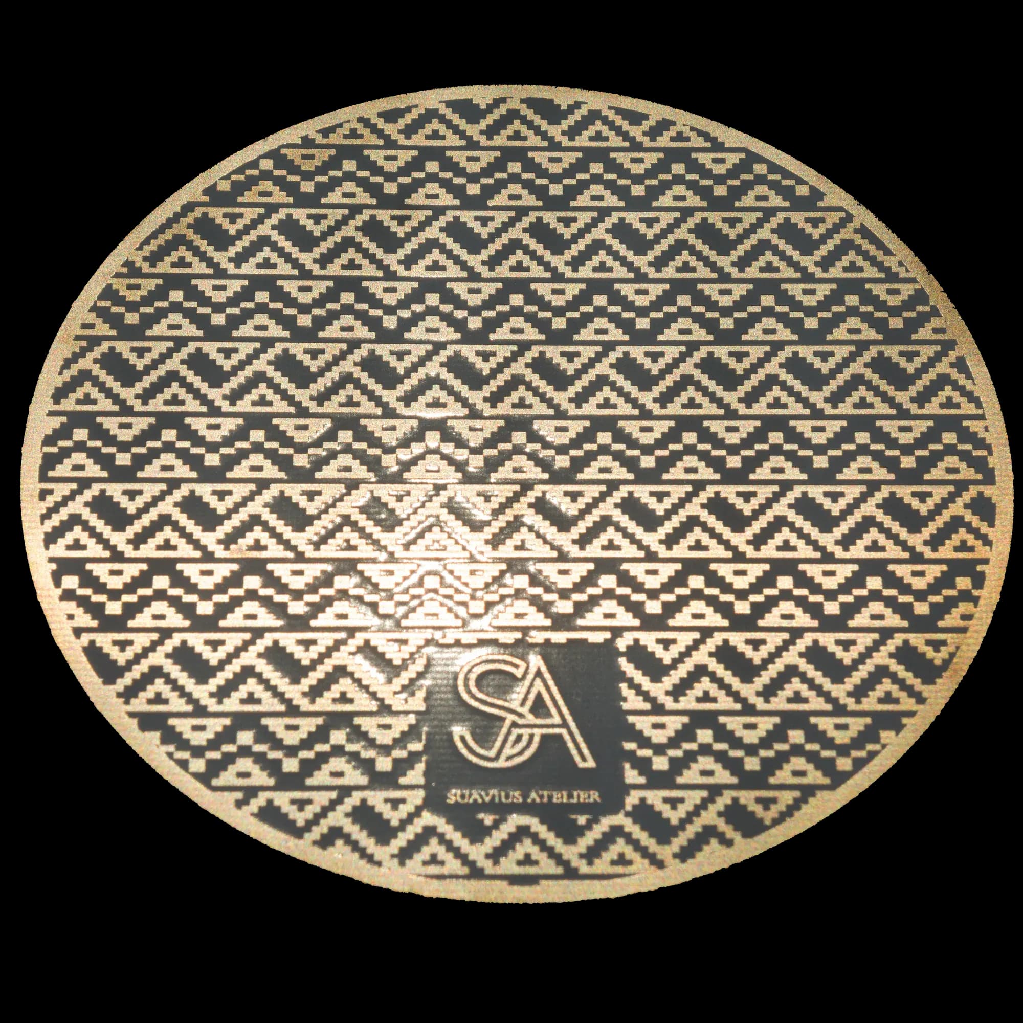Reverse of the autumn forest PCB coaster - gilded pattern with the Suavius Atelier monogram